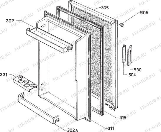 Взрыв-схема холодильника Electrolux RW542 - Схема узла Door 003